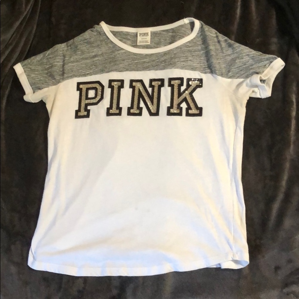 Grey and white PINK top